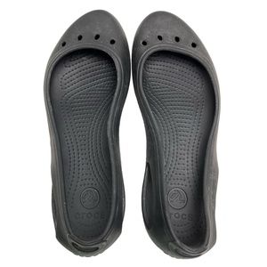 CROCS Black Slip On Round Toe Rubber Waterproof Flats Loafers Casual Shoes sz 8